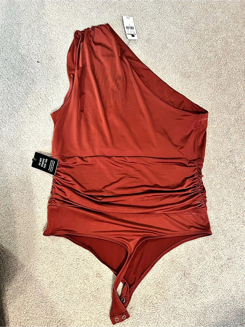 Express Ruched body suit, dark orange/red color NWT - Picture 2 of 6